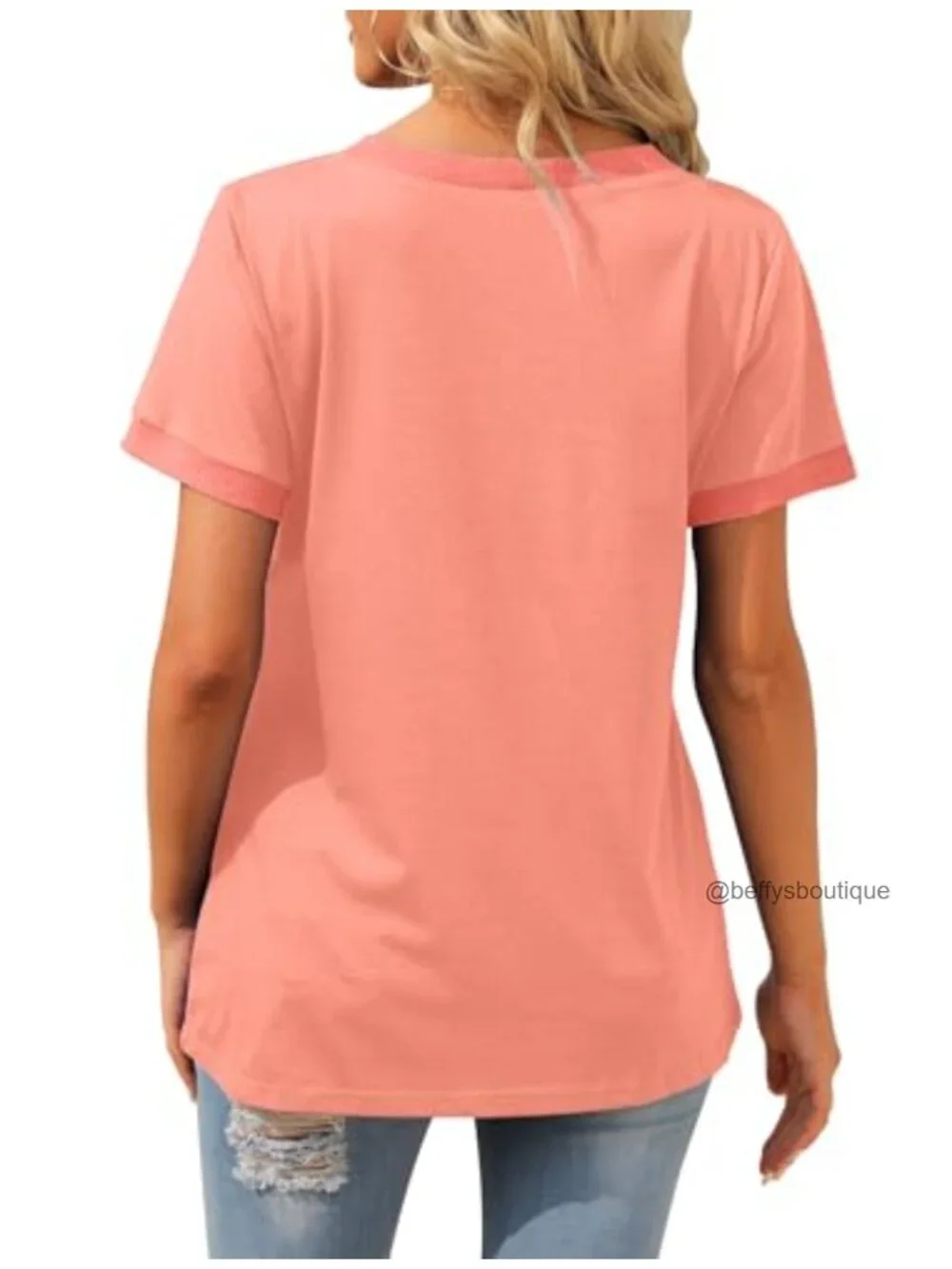 Women's V-Neck Short Sleeve T-Shirt with Pocket, Loose Fit, Stretchy, Casual